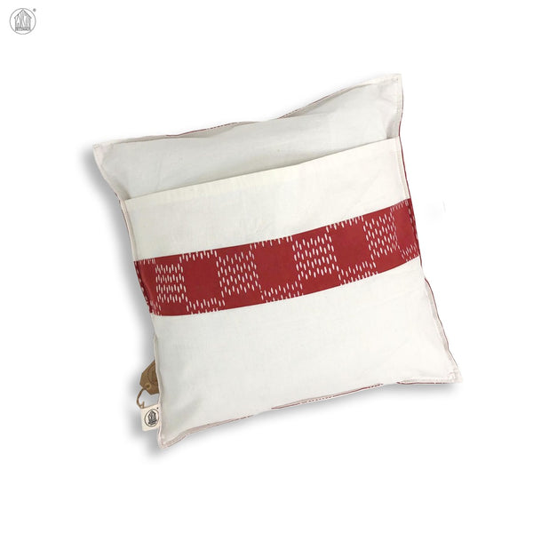 RINTIK HUJAN Batik Handstamp Cushion Cover in Red