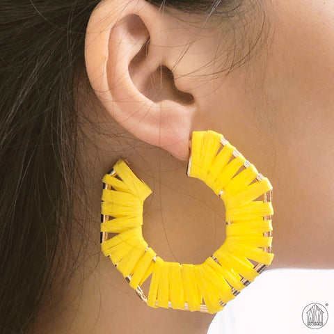 PENA Raffia Geometric Stud Earrings
