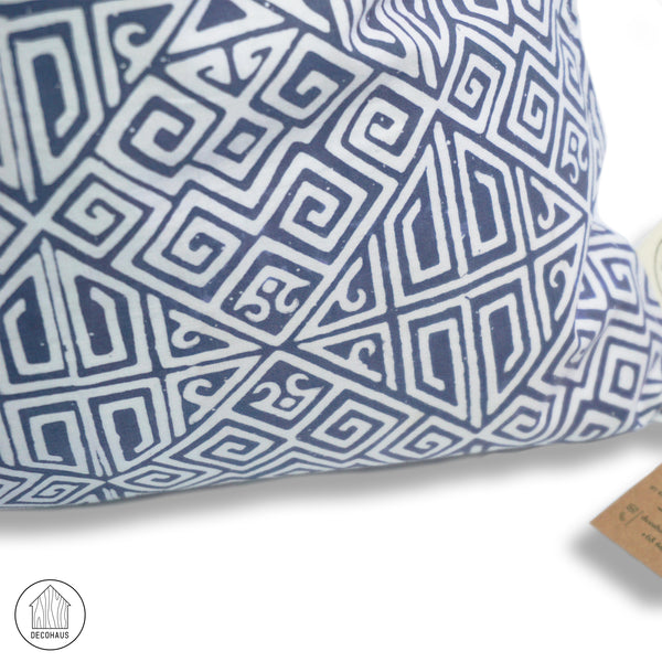 BANJI Handstamped Batik Cushion Cover in Washed Blue