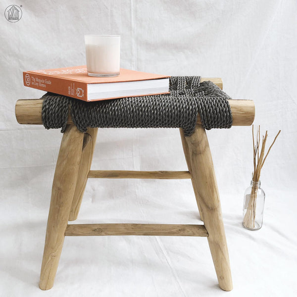 LINTANG Seagrass Weave Teak Stool