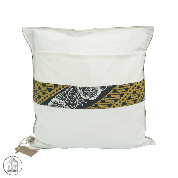 PARANG BUNGA Handstamp Batik Cushion Cover Tricolour