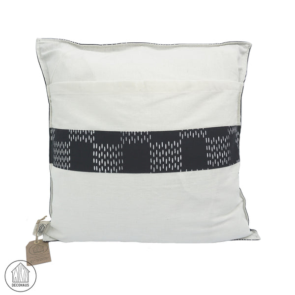 RINTIK HUJAN Handstamp Batik Cushion Cover in Black