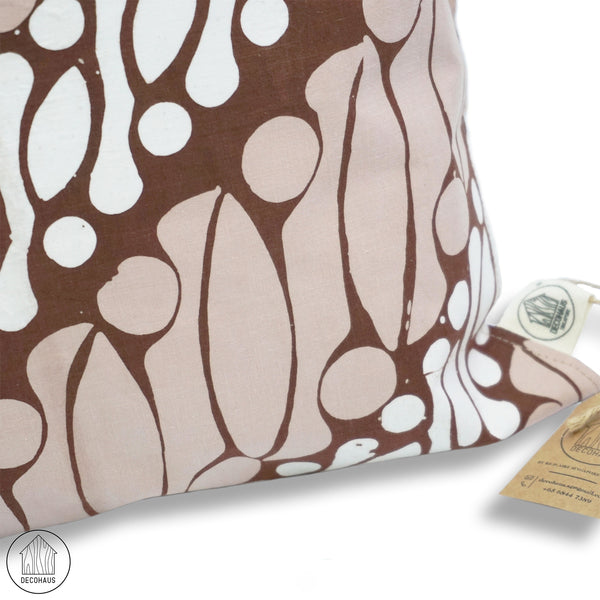 PARANG RUSAK Handstamp Batik Cushion Cover in Nude Tricolor