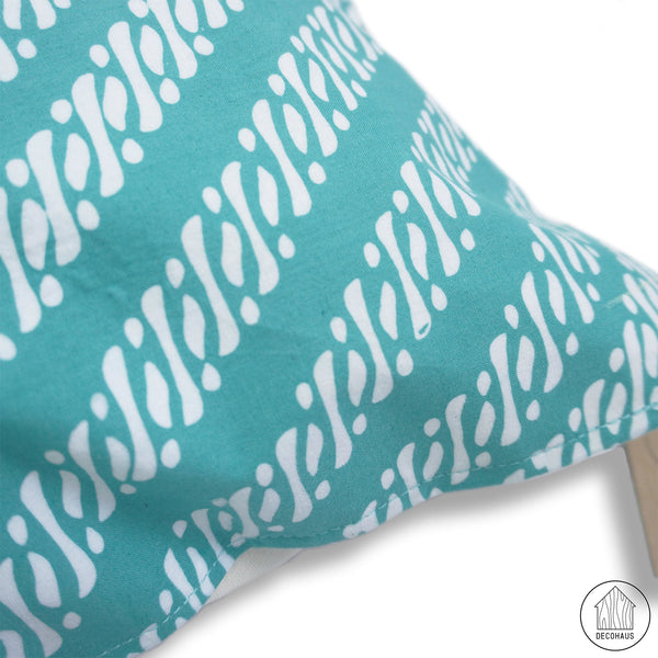 LERENG KECIL Handstamped Batik Cushion Cover in Turquoise Colour