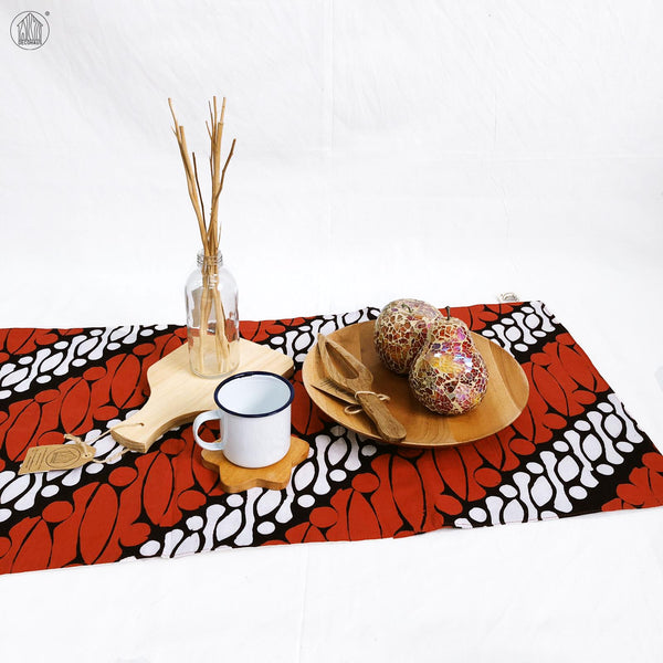 PARANG BESAR Batik Handstamped Table Runner in Red