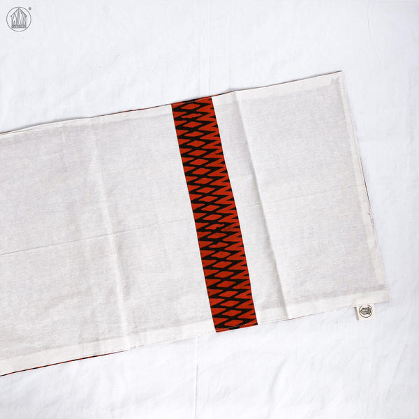 DIAMOND ZIGZAG Batik Handstamped Table Runner in Red