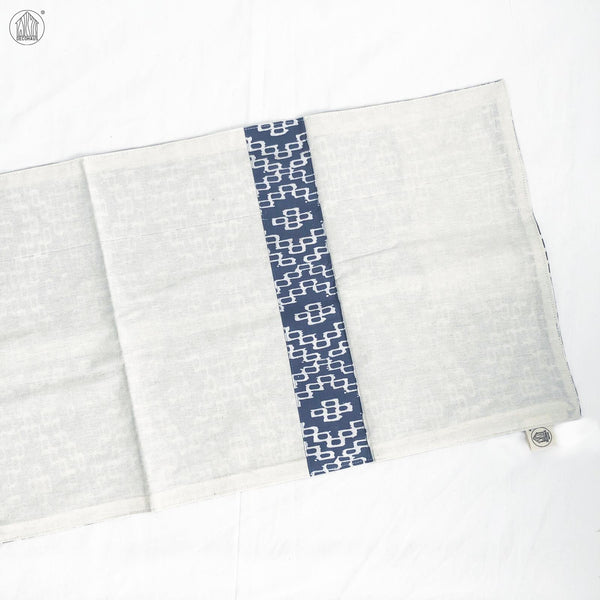 DIAMOND Batik Handstamped Table Runner in Steel Blue