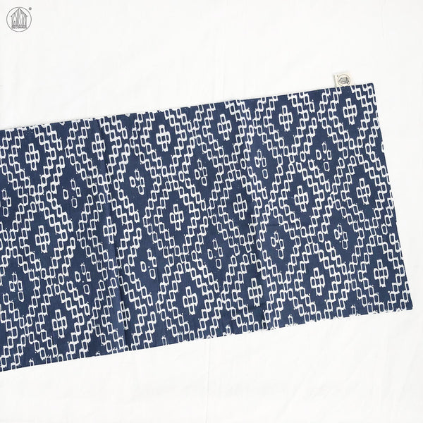 DIAMOND Batik Handstamped Table Runner in Steel Blue