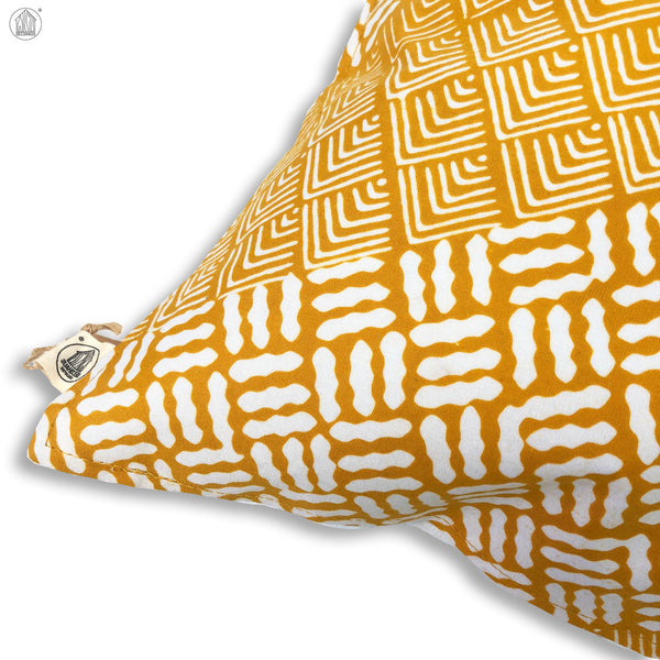 BILIK Batik Handstamp Cushion Cover in Mustard