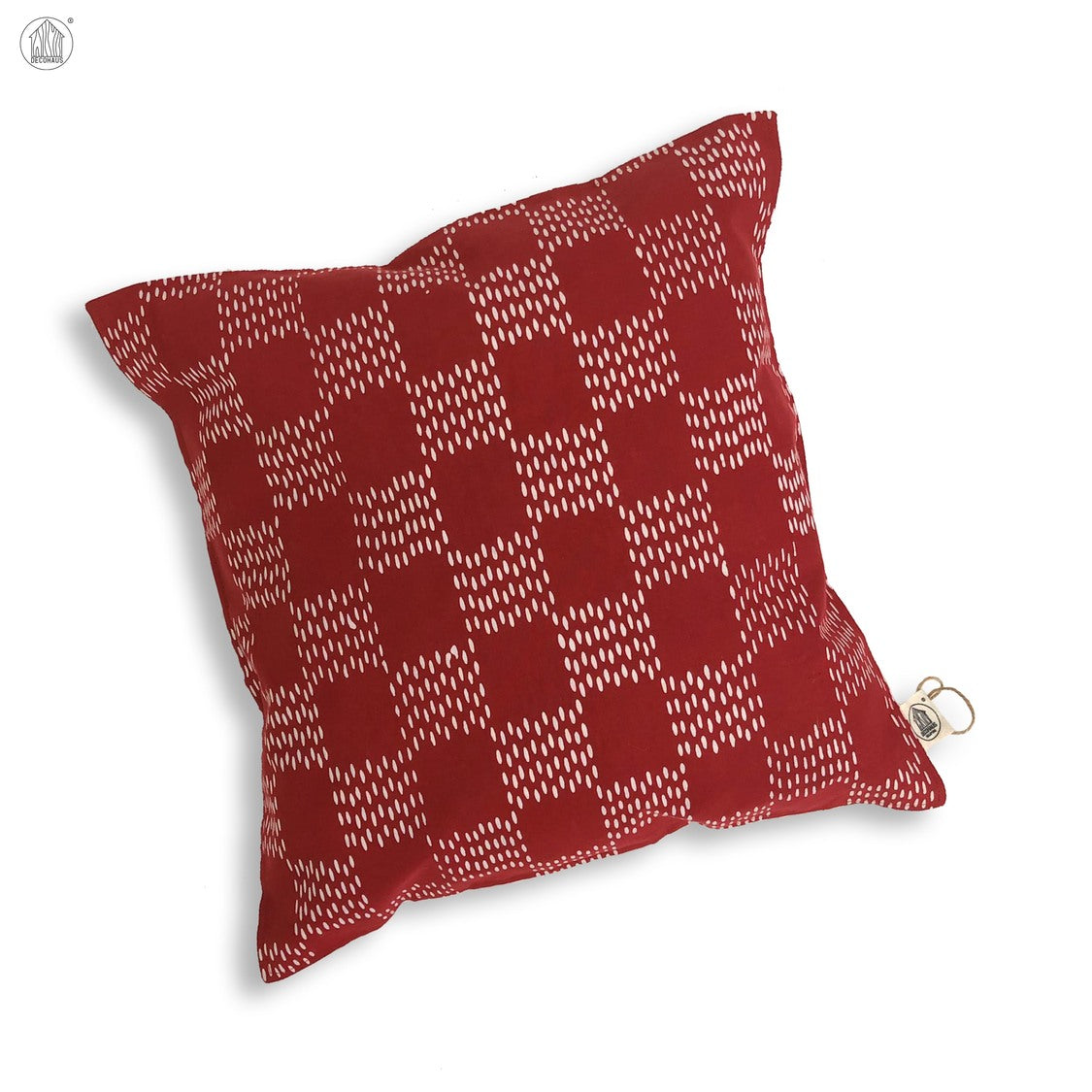 RINTIK HUJAN Batik Handstamp Cushion Cover in Red