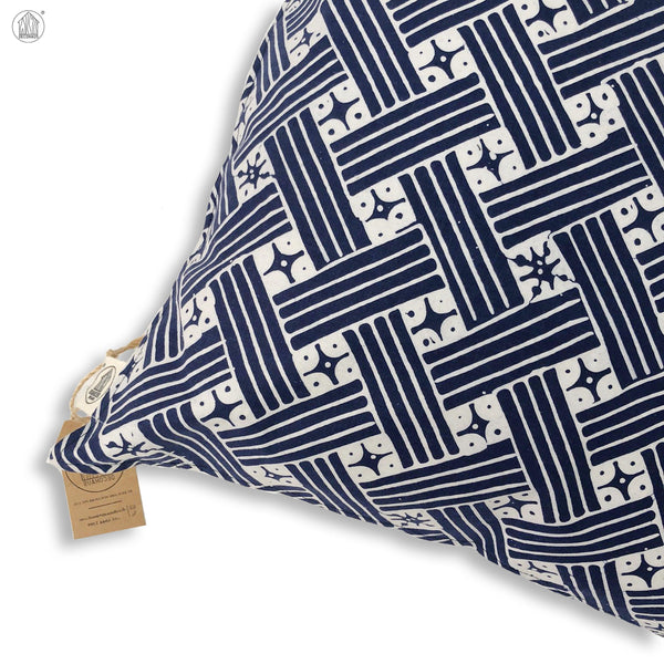 BILIK Batik Handstamp Cushion Cover in Navy Blue