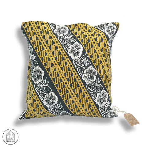 PARANG BUNGA Handstamp Batik Cushion Cover Tricolour